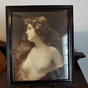 Antique - O'Brien's, 208 Wabash Ave., Chicago, IL Framed Topless Woman Portrait